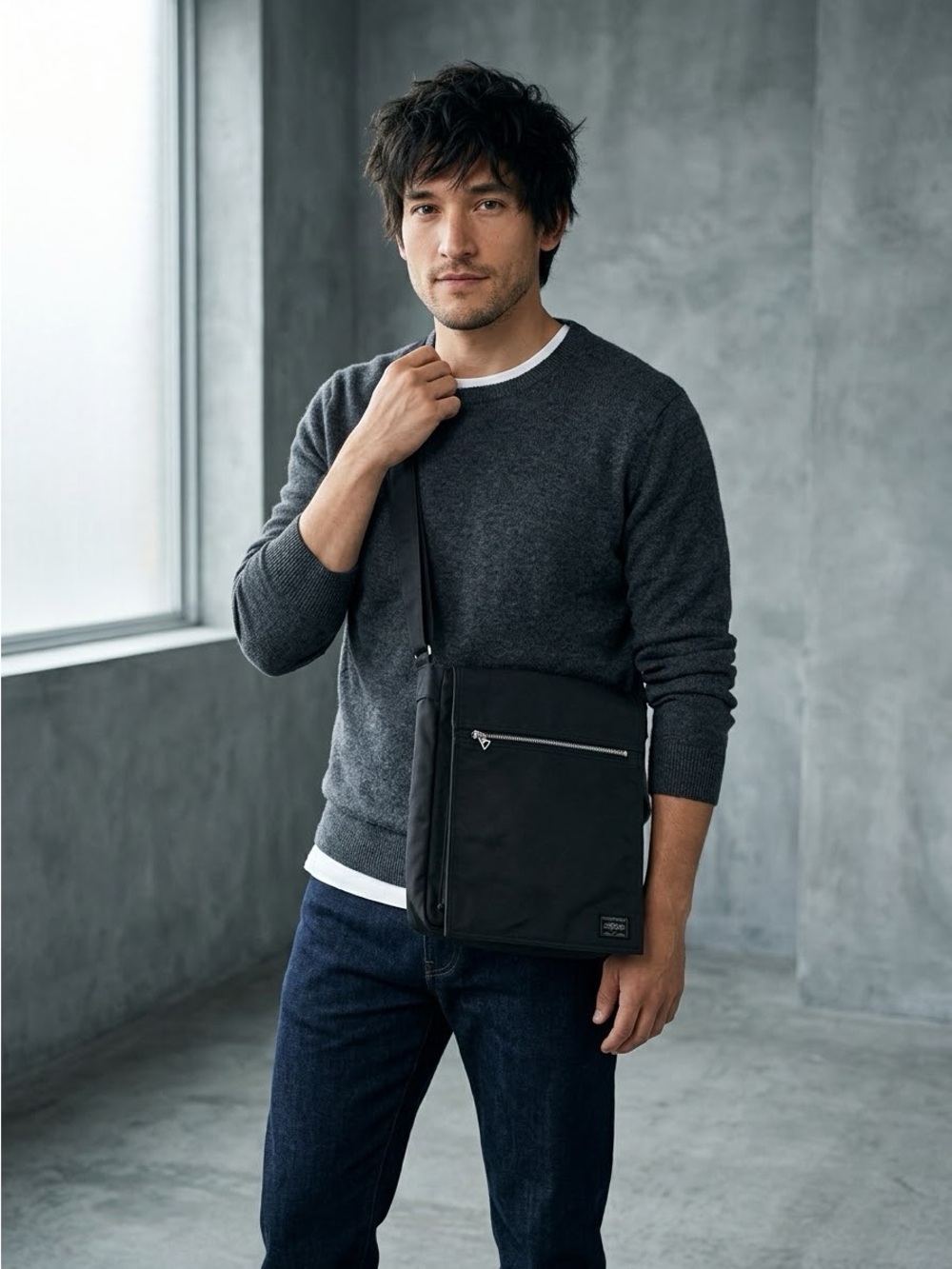 Porter Yoshida Smoky Vertical Messenger Bag - Expandable, made in Japan 🇯🇵